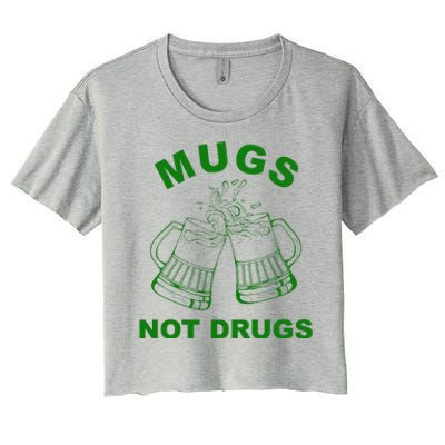 Mugs Not Drugs St Patrick's Day Funny Beer Women's Crop Top Tee