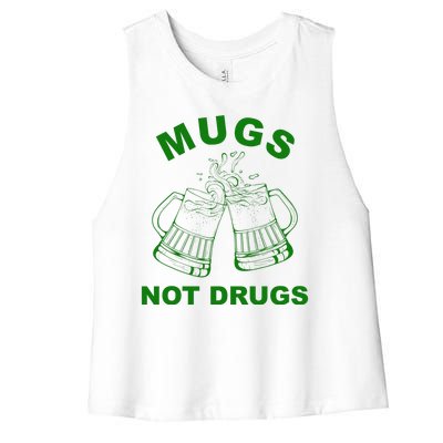 Mugs Not Drugs St Patrick's Day Funny Beer Women's Racerback Cropped Tank