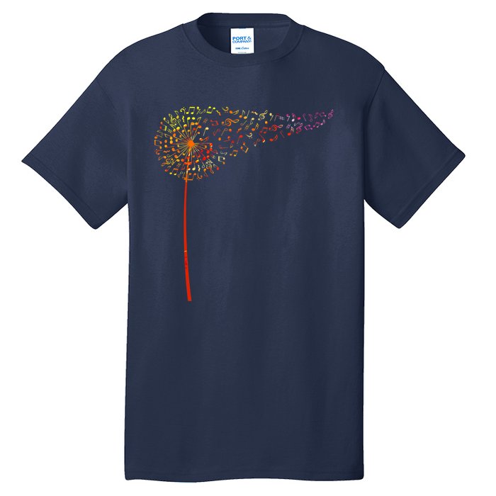 Music Notes Dandelion Flower Tall T-Shirt