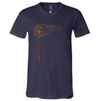 Music Notes Dandelion Flower V-Neck T-Shirt