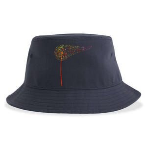 Music Notes Dandelion Flower Sustainable Bucket Hat