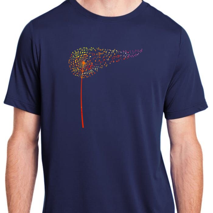 Music Notes Dandelion Flower Adult ChromaSoft Performance T-Shirt