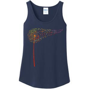 Music Notes Dandelion Flower Ladies Essential Tank