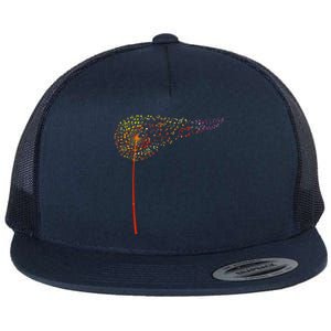 Music Notes Dandelion Flower Flat Bill Trucker Hat