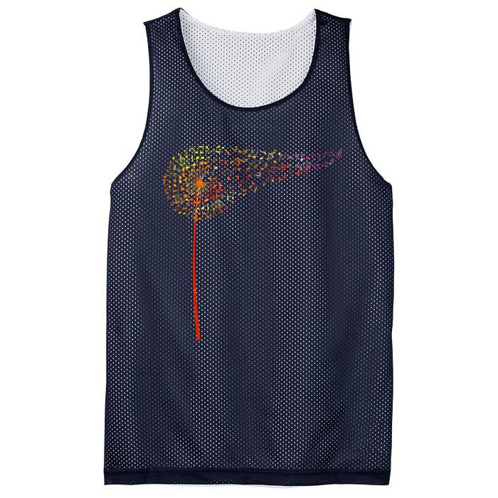 Music Notes Dandelion Flower Mesh Reversible Basketball Jersey Tank