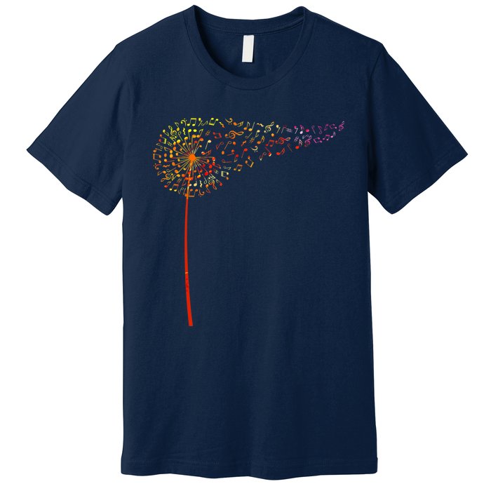 Music Notes Dandelion Flower Premium T-Shirt