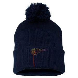 Music Notes Dandelion Flower Pom Pom 12in Knit Beanie