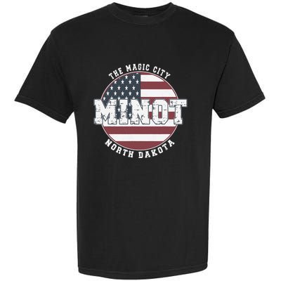 Minot North Dakota Vintage American Flag Garment-Dyed Heavyweight T-Shirt