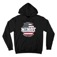 Minot North Dakota Vintage American Flag Hoodie