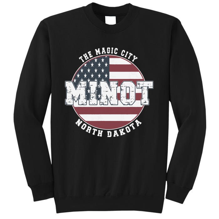 Minot North Dakota Vintage American Flag Sweatshirt