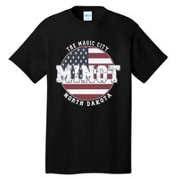 Minot North Dakota Vintage American Flag Tall T-Shirt