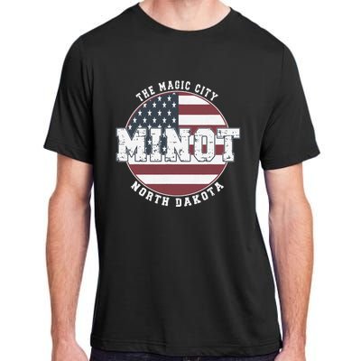 Minot North Dakota Vintage American Flag Adult ChromaSoft Performance T-Shirt