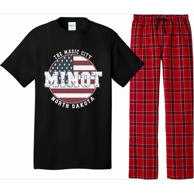 Minot North Dakota Vintage American Flag Pajama Set