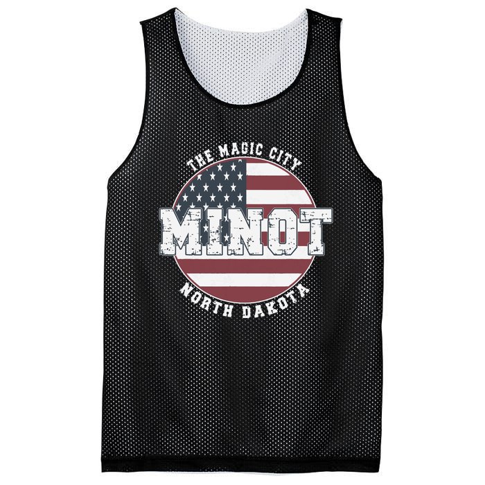 Minot North Dakota Vintage American Flag Mesh Reversible Basketball Jersey Tank