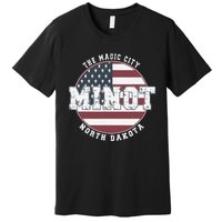 Minot North Dakota Vintage American Flag Premium T-Shirt