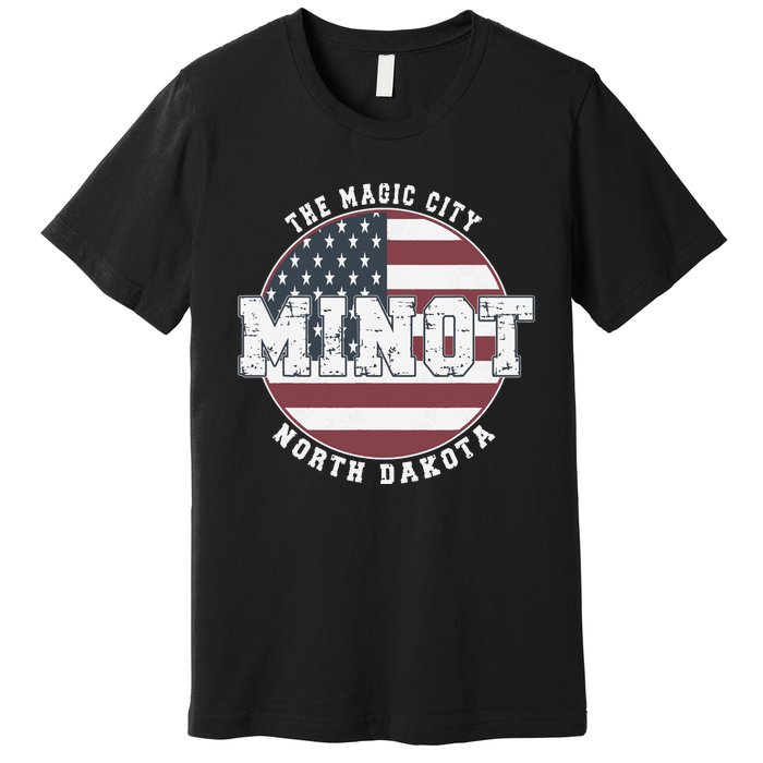 Minot North Dakota Vintage American Flag Premium T-Shirt