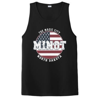 Minot North Dakota Vintage American Flag PosiCharge Competitor Tank