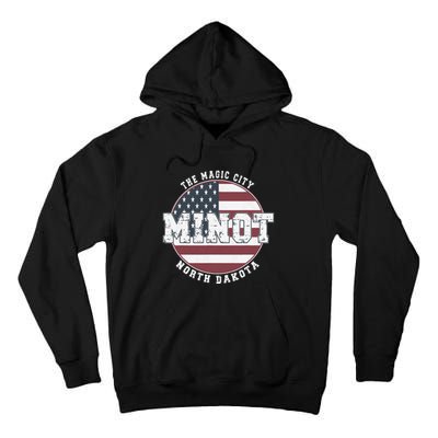 Minot North Dakota Vintage American Flag Tall Hoodie