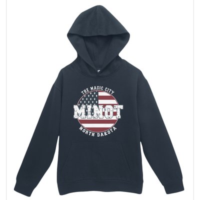 Minot North Dakota Vintage American Flag Urban Pullover Hoodie