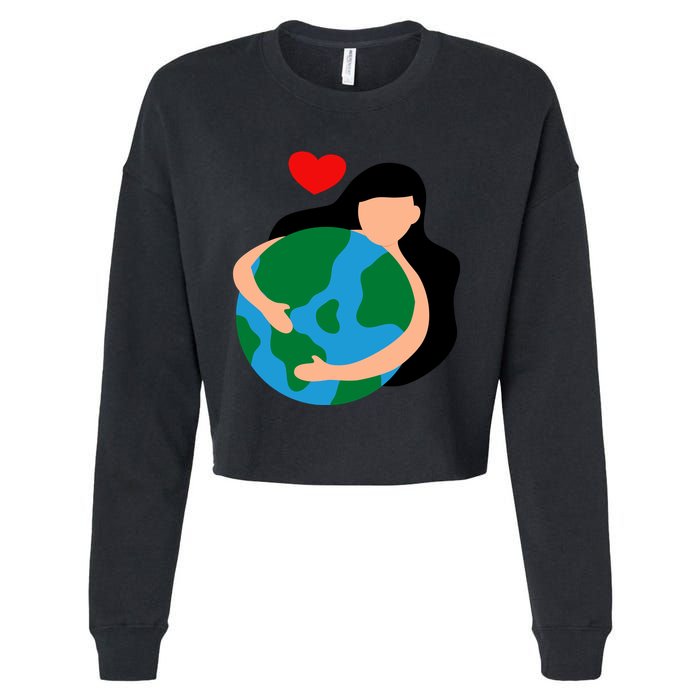 Mother Nature Earth Day Save Our Planet Cropped Pullover Crew