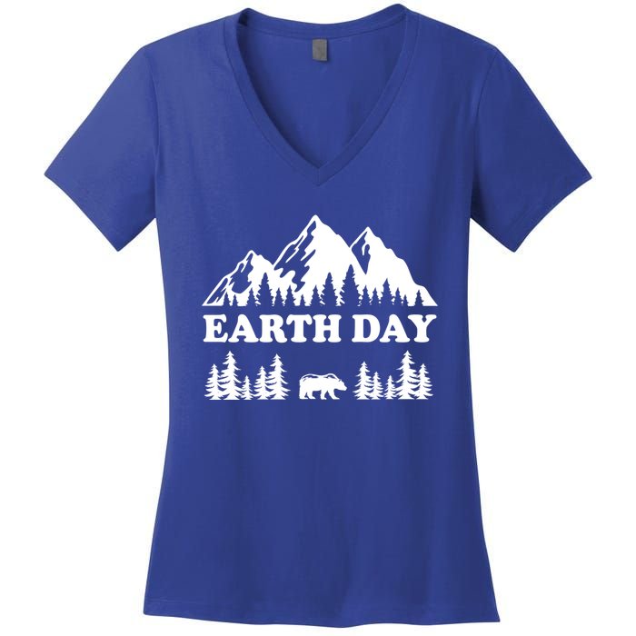 Mountain Nature Earth Day Gift Women's V-Neck T-Shirt