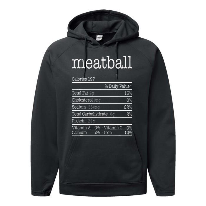 Meatball Nutrition Facts Funny Thanksgiving Christmas Food Performance Fleece Hoodie