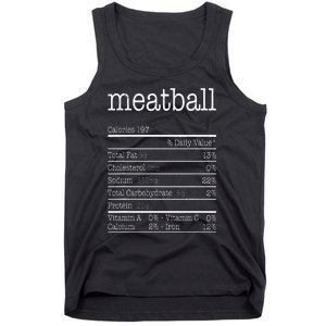 Meatball Nutrition Facts Funny Thanksgiving Christmas Food Tank Top