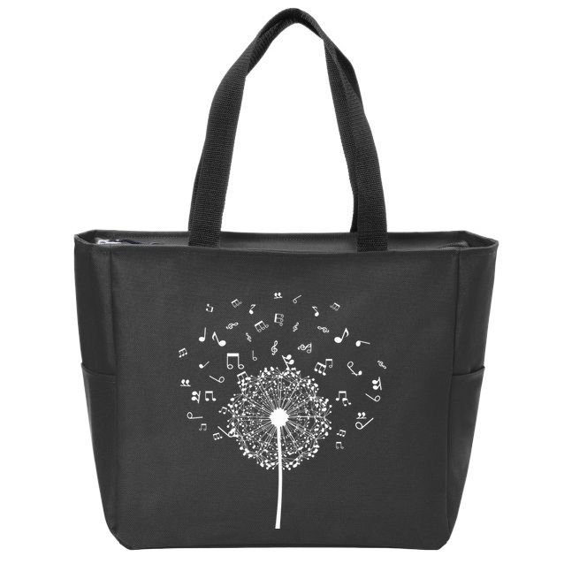 Music Notes  Flower Zip Tote Bag