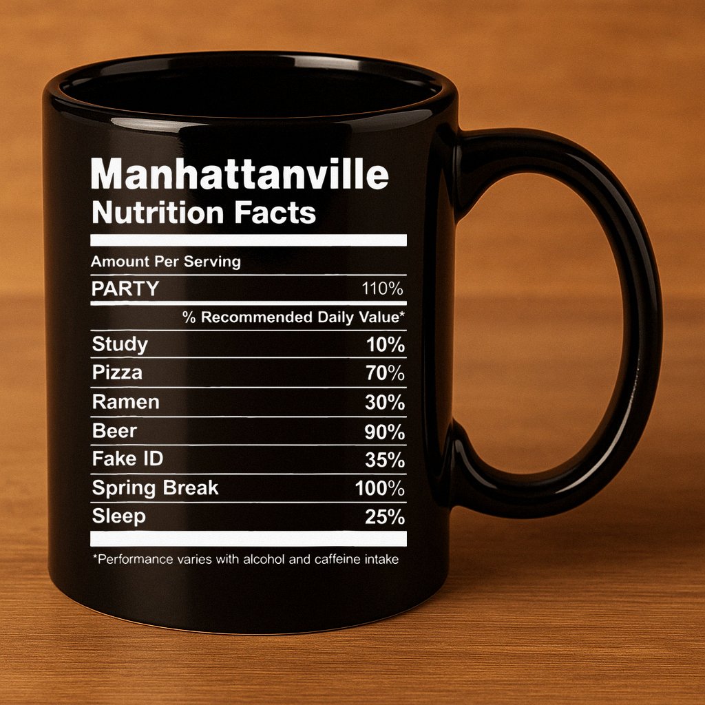 Manhattanville Nutrition Facts College University 11oz C Handle Ceramic Mug