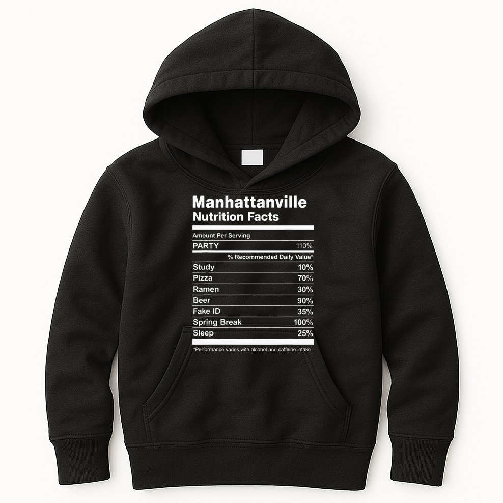 Manhattanville Nutrition Facts College University Kids Hoodie
