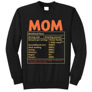 Mom Nutritional Facts Funny Mother Day Tall Sweatshirt