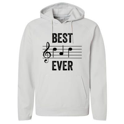 Music Notes Funny Fathers Day Present Best Dad Ever Performance Fleece Hoodie