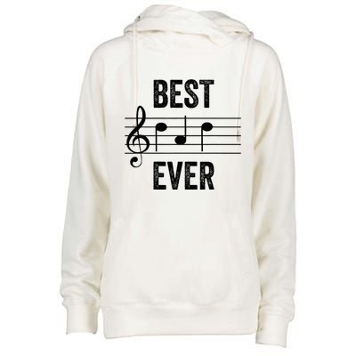 Music Notes Funny Fathers Day Present Best Dad Ever Womens Funnel Neck Pullover Hood