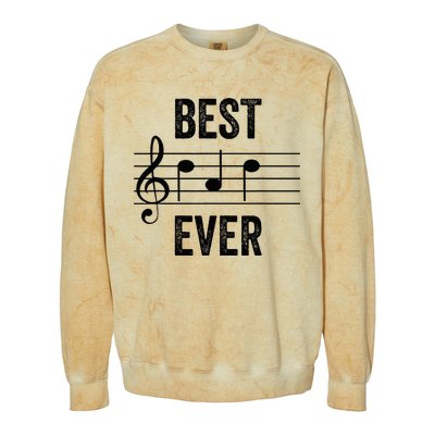 Music Notes Funny Fathers Day Present Best Dad Ever Colorblast Crewneck Sweatshirt