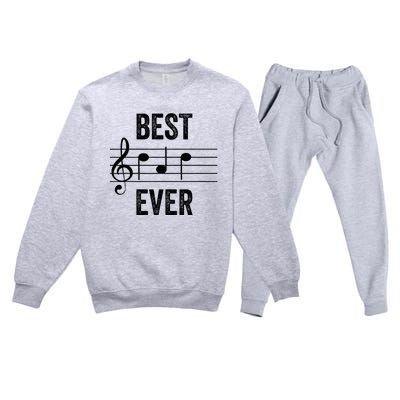 Music Notes Funny Fathers Day Present Best Dad Ever Premium Crewneck Sweatsuit Set