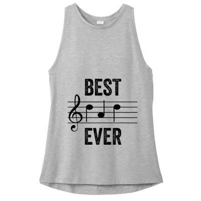 Music Notes Funny Fathers Day Present Best Dad Ever Ladies PosiCharge Tri-Blend Wicking Tank