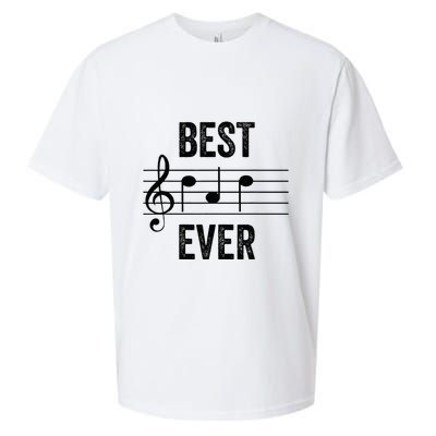Music Notes Funny Fathers Day Present Best Dad Ever Sueded Cloud Jersey T-Shirt