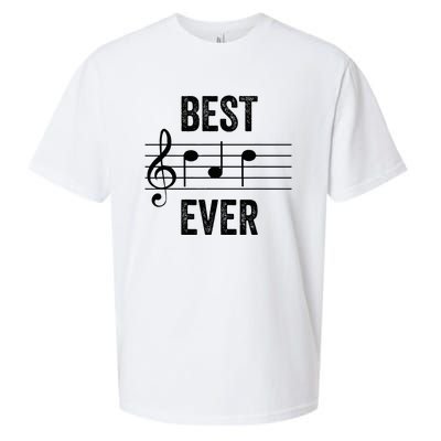 Music Notes Funny Fathers Day Present Best Dad Ever Sueded Cloud Jersey T-Shirt