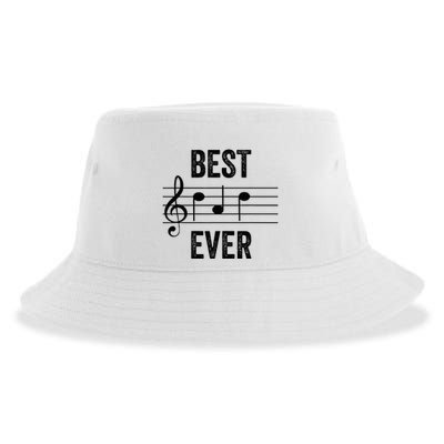 Music Notes Funny Fathers Day Present Best Dad Ever Sustainable Bucket Hat