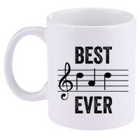 Music Notes Funny Fathers Day Present Best Dad Ever 11oz C Handle Ceramic Mug