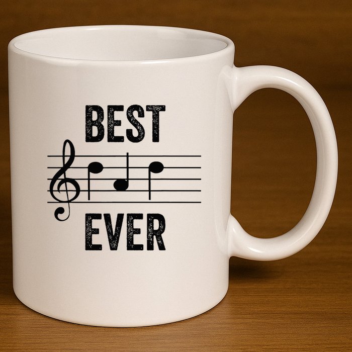 Music Notes Funny Fathers Day Present Best Dad Ever 11oz C Handle Ceramic Mug