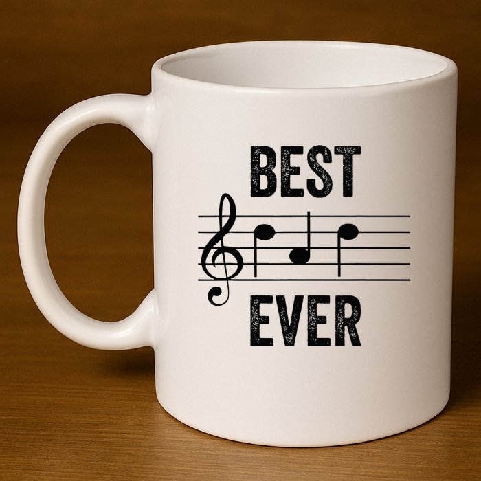 Music Notes Funny Fathers Day Present Best Dad Ever 11oz C Handle Ceramic Mug