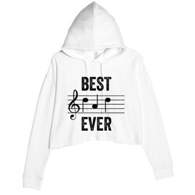 Music Notes Funny Fathers Day Present Best Dad Ever Crop Fleece Hoodie