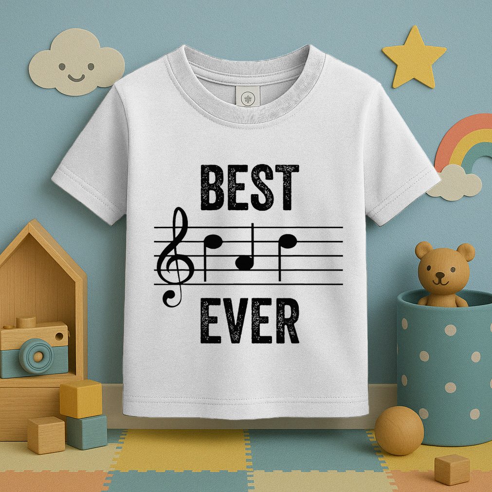 Music Notes Funny Fathers Day Present Best Dad Ever Toddler T-Shirt