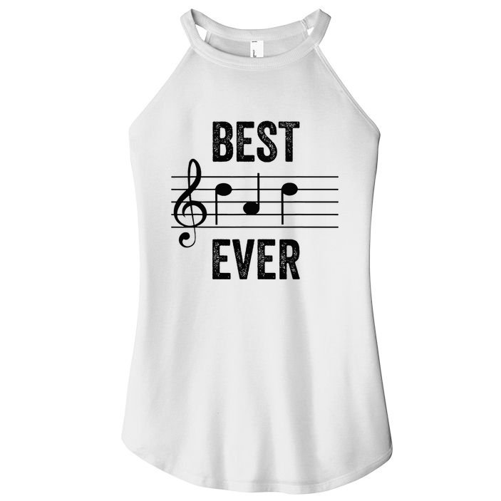 Music Notes Funny Fathers Day Present Best Dad Ever Women's Perfect Tri Rocker Tank