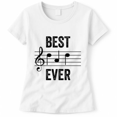 Music Notes Funny Fathers Day Present Best Dad Ever Womens T-Shirt
