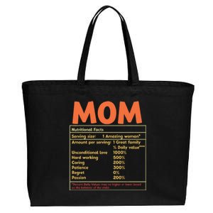 Mom Nutritional Facts Funny Mother Day Cotton Canvas Jumbo Tote