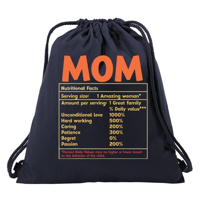 Mom Nutritional Facts Funny Mother Day Drawstring Bag