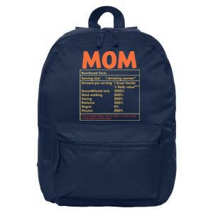 Mom Nutritional Facts Funny Mother Day 16 in Basic Backpack