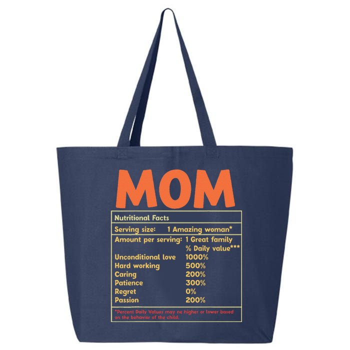 Mom Nutritional Facts Funny Mother Day 25L Jumbo Tote